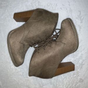 Taupe Lace-up Booties